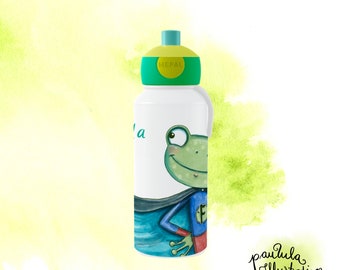 Trinkflasche mit Namen personalisiert "Super-Frosch"