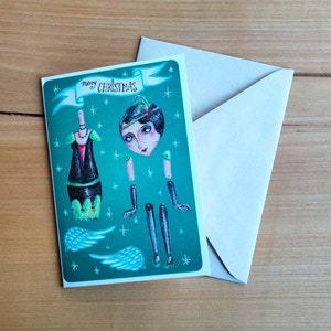 Weihnachtskarte - Vintage Papierpuppe "Ilse Strumpf" zum Basteln