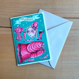 Weihnachtskarte - Vintage Papierpuppe "Nikoletta von Stiefelschaft" zum Basteln