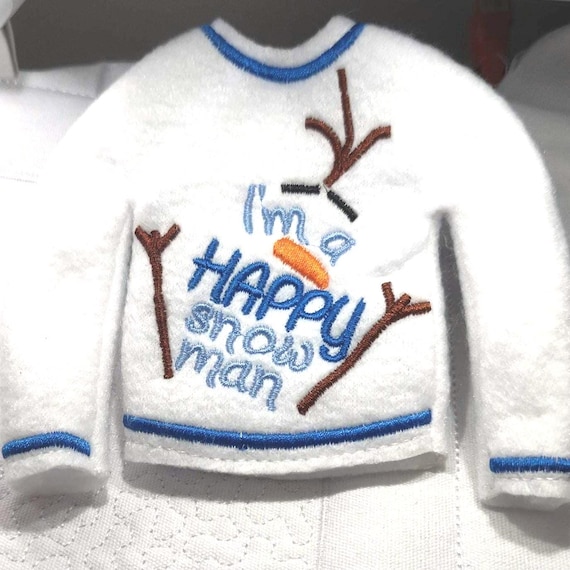 I'm a Happy Snowman Elf Sweater 10" Doll Christmas Clothing Prop