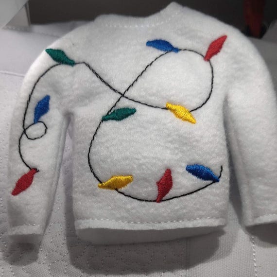 Christmas Lights On the Sleeve Elf Sweater 10" Doll Christmas Clothing Prop