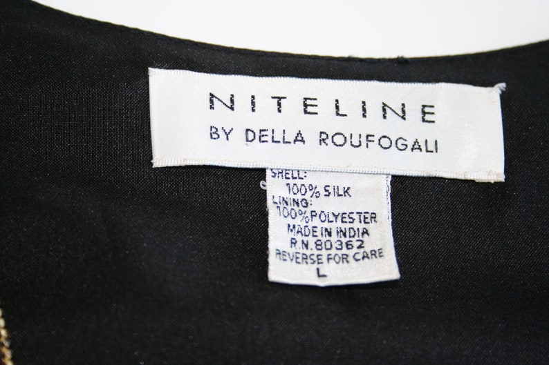 Vintage 80/'s Sequin Black Silk Vest MediumLarge