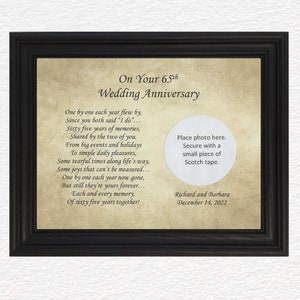 65th Wedding Anniversary Gifts, 65 Year Anniversary Frame, 65th Anniversary Gift, 65th Anniversary for Parents, 65th Anniversary Decorations