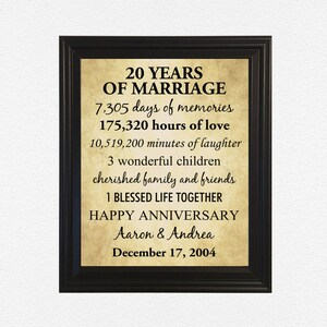 20th Anniversary Gifts, 20th Wedding Anniversary Gift, 20th Anniversary Gift for Couple, 20th Anniversary Gifts for Husband, Gift for Wife
