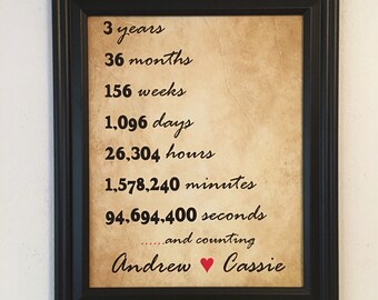 3 years together etsy