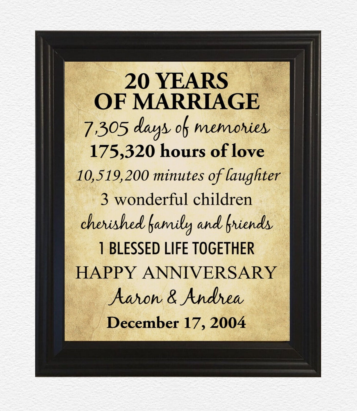 20th Anniversary Gifts, 20th Wedding Anniversary Gift, 20th