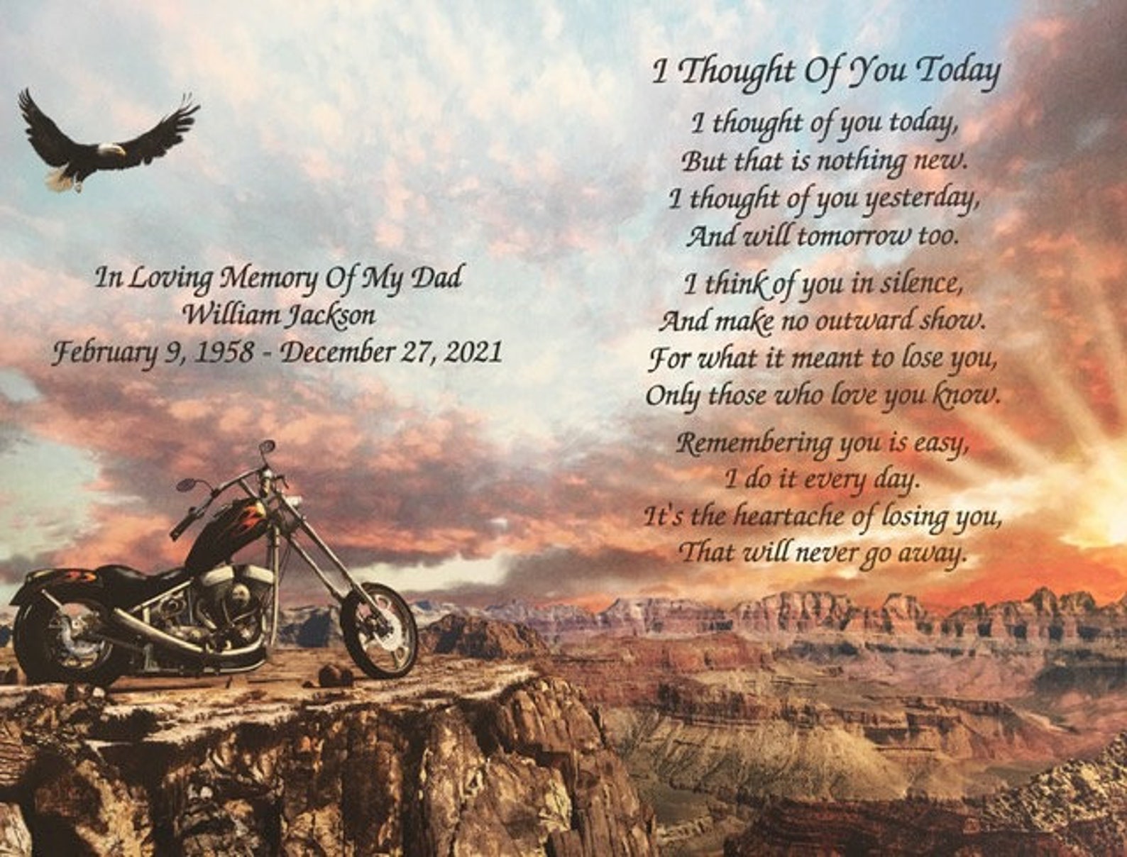 Memory of Dad Harley Rider Biker Sympathy Gifts Condolence Etsy