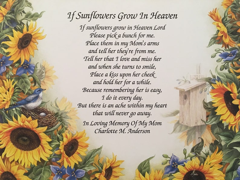 Memory of Mom Sympathy Gifts If Sunflowers Grow In Heaven Etsy