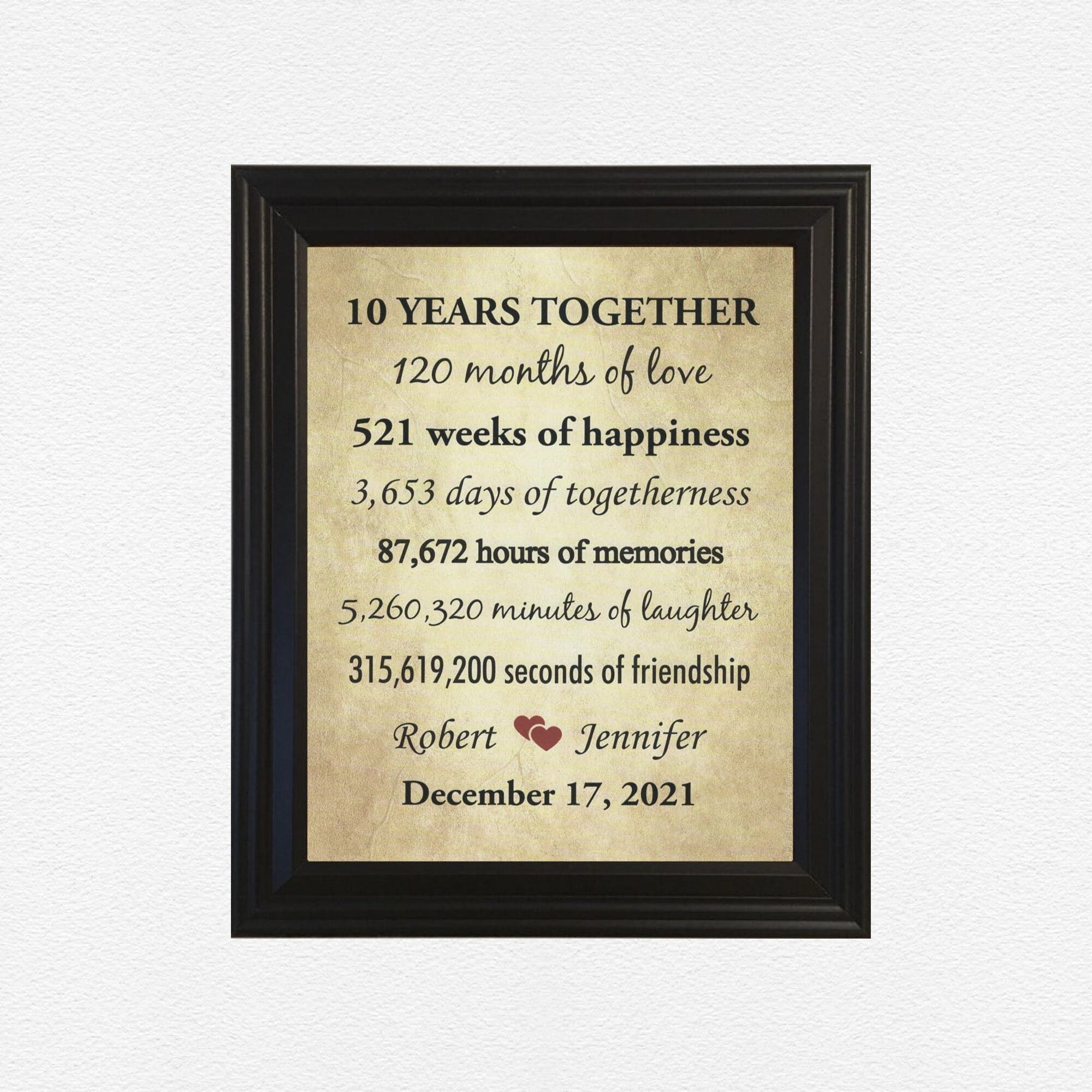 Framed 10th Anniversary Gifts 10 Year 