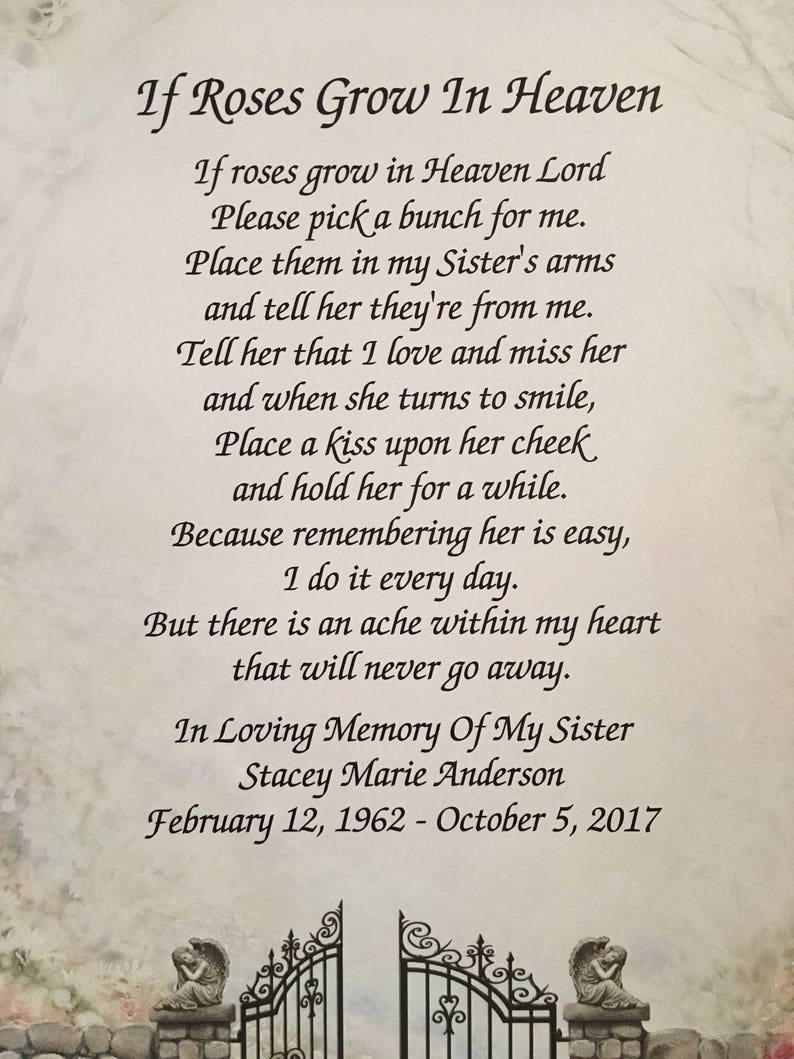 Memory of Sister Sympathy Gift Roses Grow In Heaven | Etsy