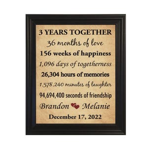 3rd Anniversary Gift for Wife, Gift for Husband, Third Anniversary, 3 Year Wedding Anniversary Gift For Her, Gifts for Him, Three Year Gift