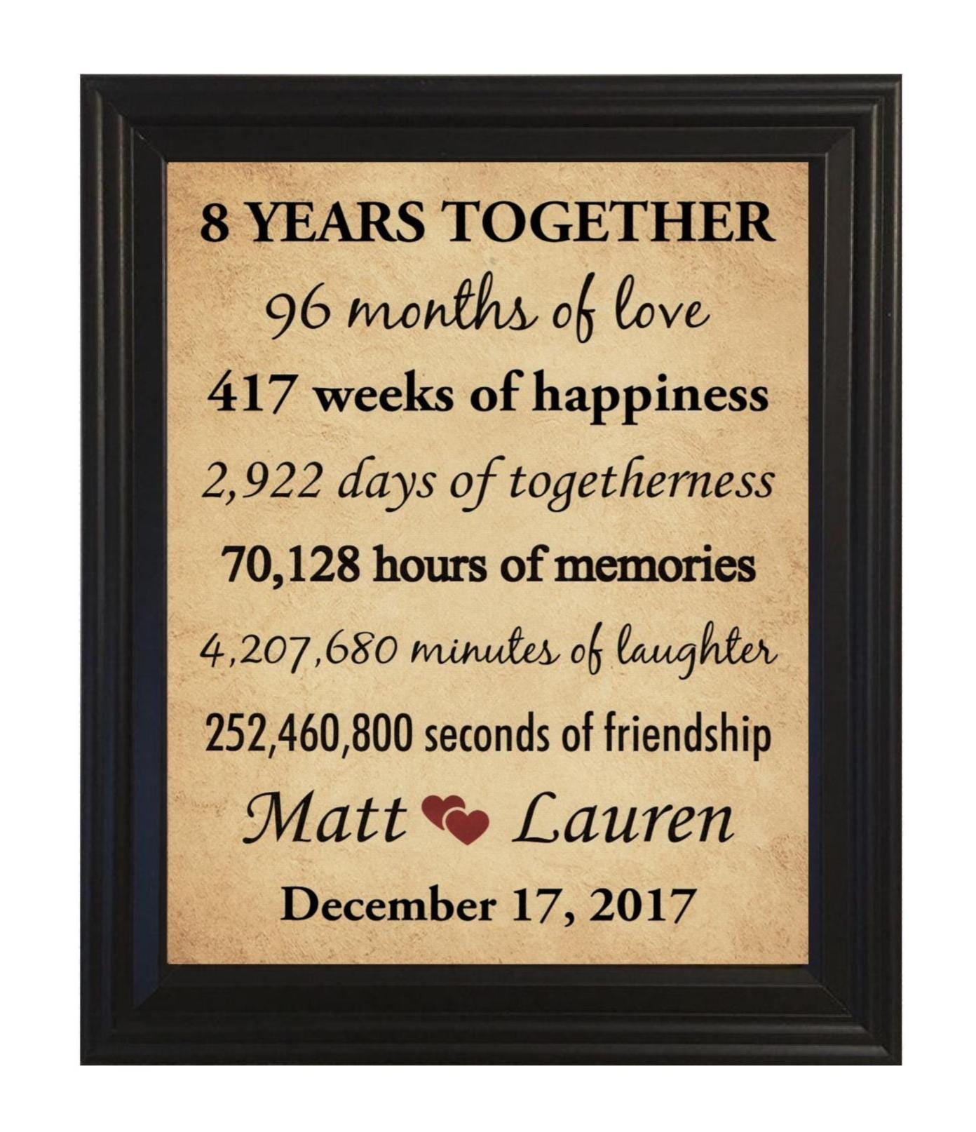 8th ANNIVERSARY　ANNIVERSARY THANKS FAIR 8th Anniversary Gift for Wife, Gift for Husband, Eighth