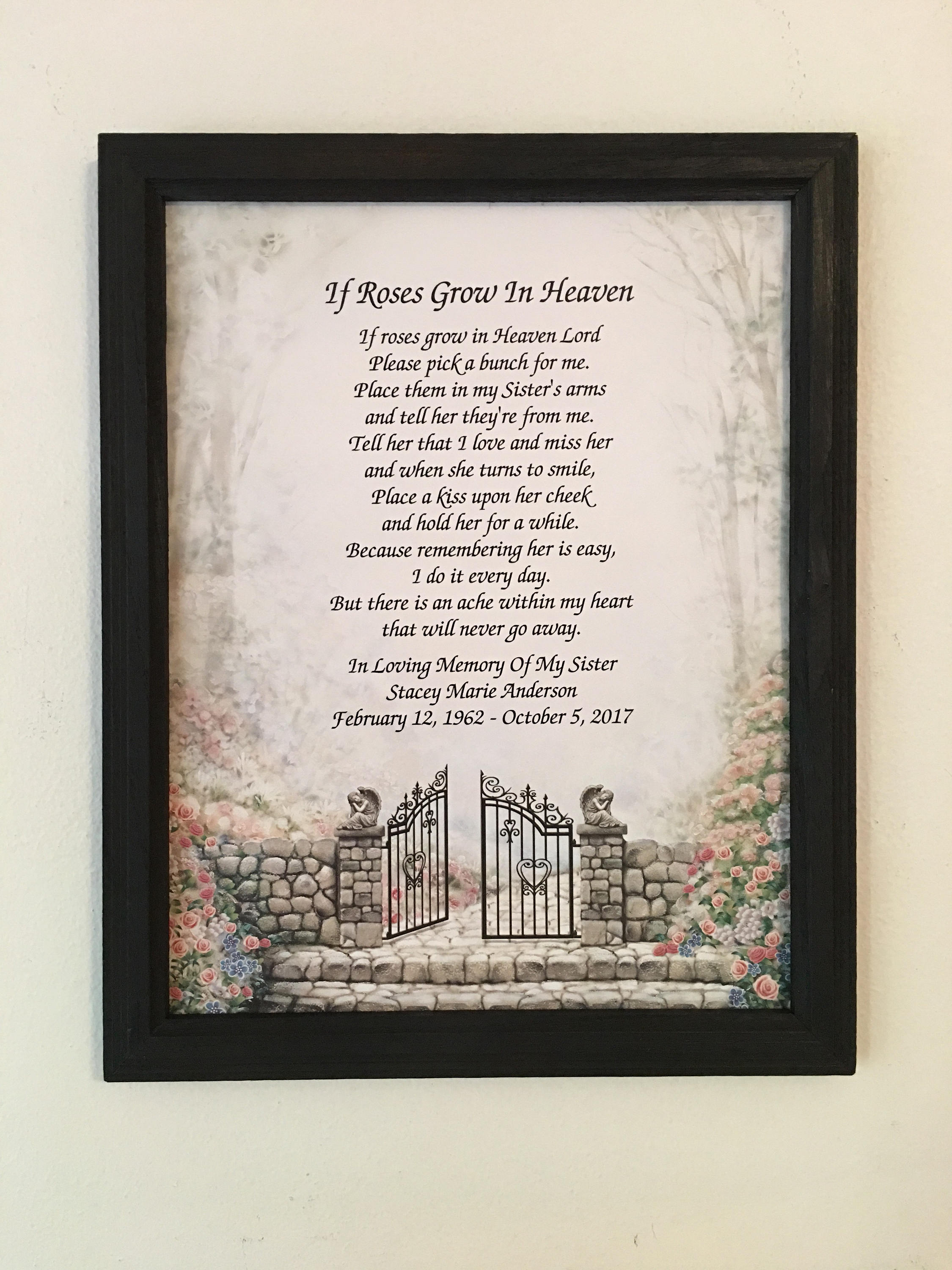 Memory of Sister Sympathy Gift Roses Grow In Heaven Etsy