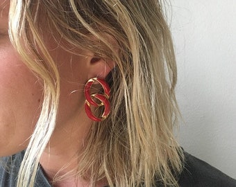 Red hoop Vintage earrings