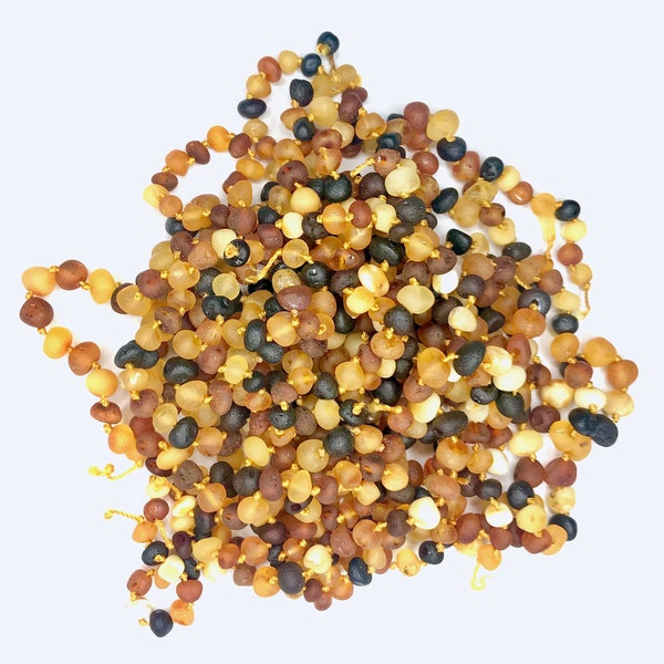 Real Genuine Natural Raw Baltic Amber Beads - Semi Polished Multicolored - 4 Grams (bead diameter range is approximately 3-4mm)