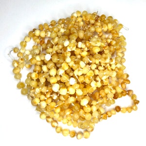 Real Genuine Natural Raw Baltic Amber Beads - Milk & Butter - 4 Grams (bead diameter range is approximately 3-4mm)