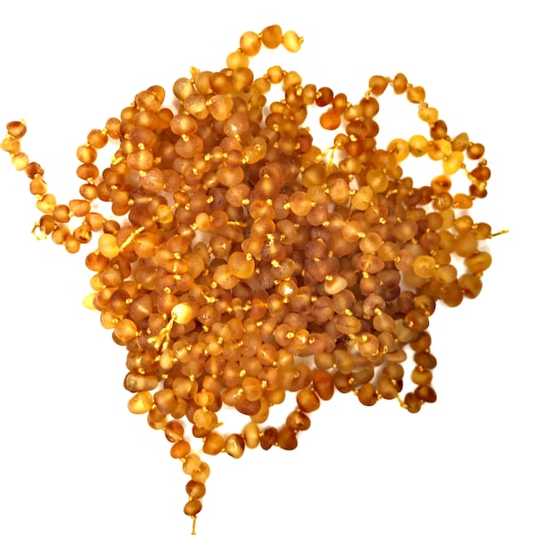 Real Genuine Natural Raw Baltic Amber Beads - Cinnamon - 4 Grams (bead diameter range is approximately 3-4mm)