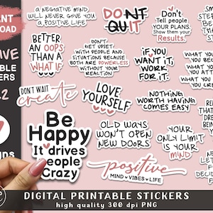 Positive Aufkleber für Becher Und Laptop | Positive Affirmation Sticker | Digitale Aufkleber | Inspirierende Ermutigende Sticker Bundle PNG