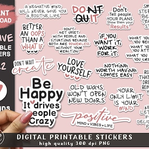 Positive Stickers For Tumbler And Laptop | Positive Affirmation Stickers | Digital Stickers | Inspirational Encouraging Stickers Bundle PNG