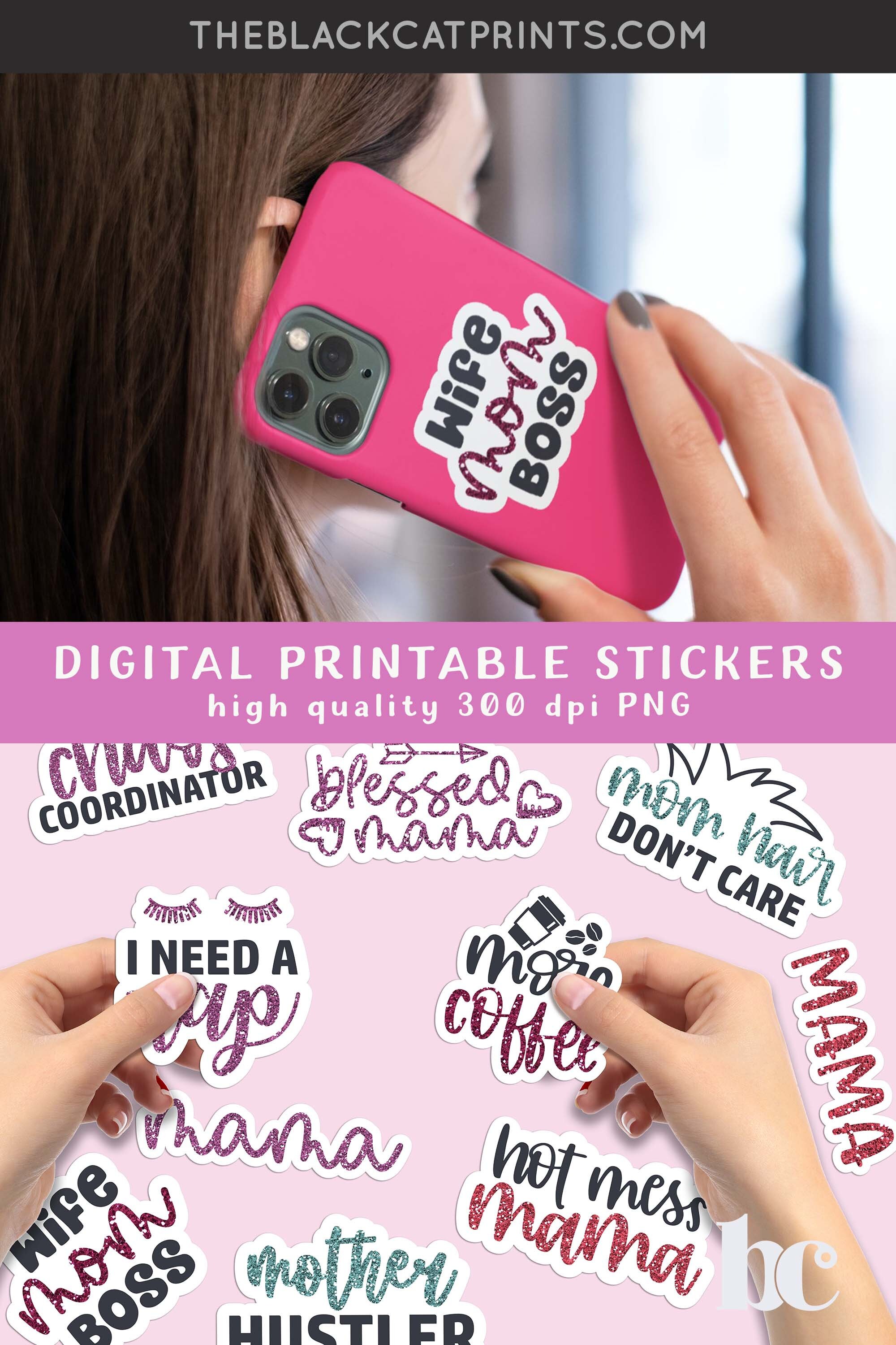 Digital Stickers Pack Mom PNG Mom Stickers Glitter Effect Etsy