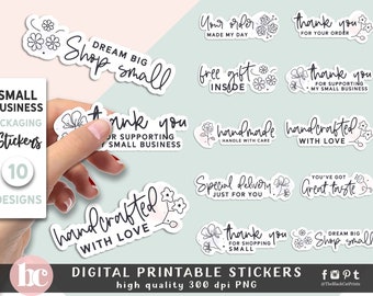 Digital Stickers Pack PNG | Small Business Packaging Stickers | Elegant Floral Thank You Stickers | Printable Stickers | Packaging Labels