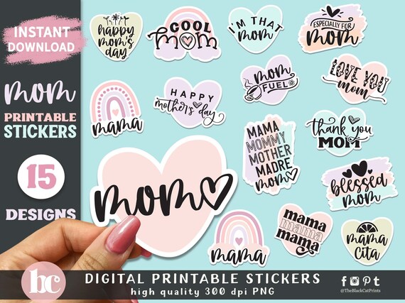 Printable Mother's Day Stickers for Tumbler and Laptop | Etsy