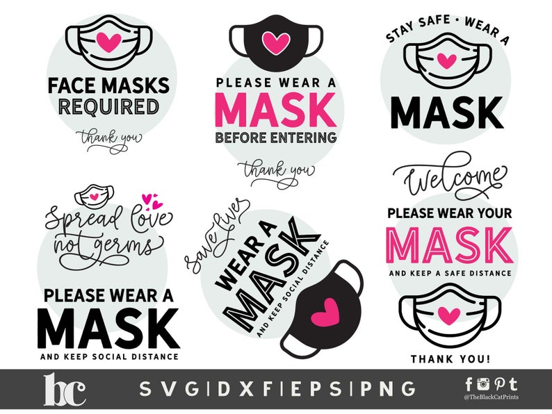 Download Wear a mask signs svg bundle Mask required sign Social | Etsy