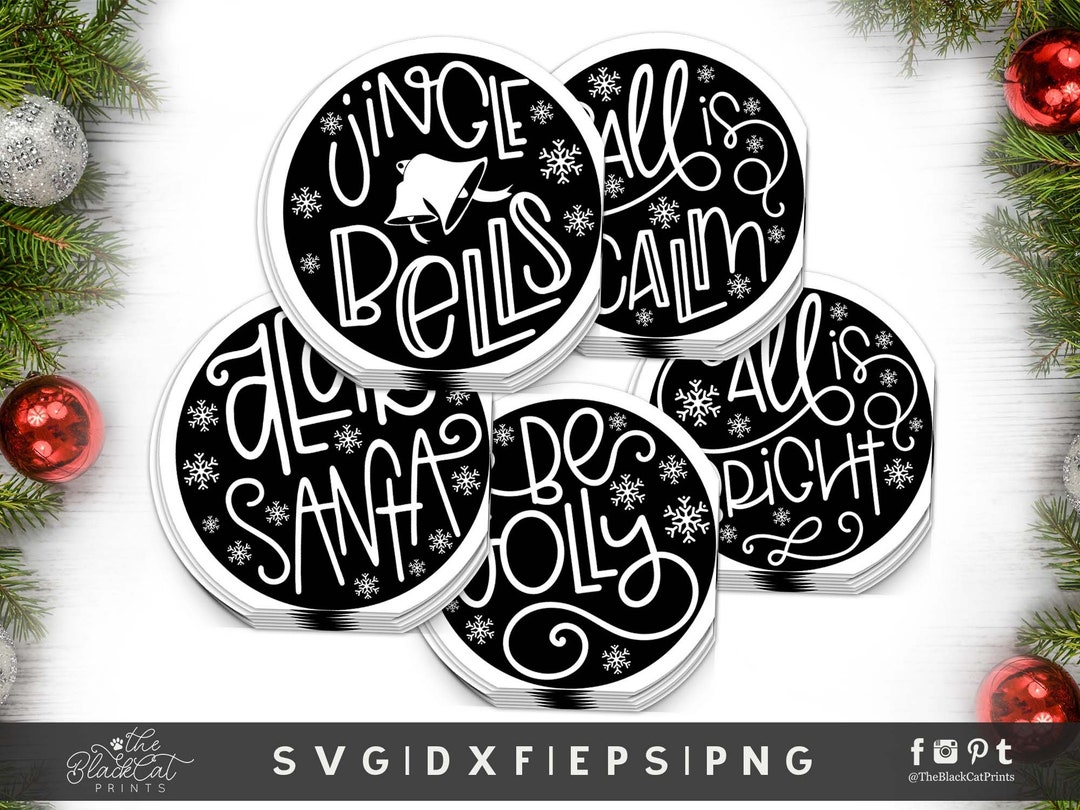Round Christmas Ornaments SVG Bundle Merry Christmas SVG Files Etsy