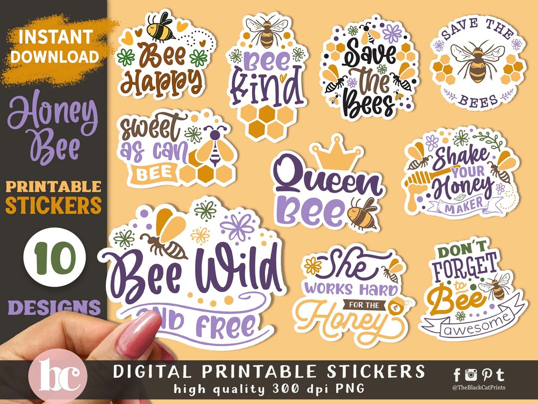 Bee Stickers Pack | Save the Bees Sticker | Honey & Bee Stickers Bundle ...