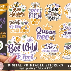 Bee Stickers Pack | Save The Bees Sticker | Honey & Bee Stickers Bundle | Bee Kind Sticker | Laptop Stickers | Water Bottle Stickers PNG