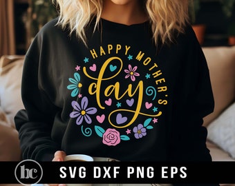 Happy Mother's Day SVG PNG | Happy Mother's Day Round svg | Mom svg | Mommy svg | Mom Life svg | Mother's Day Round Sign svg | Mom Shirt svg