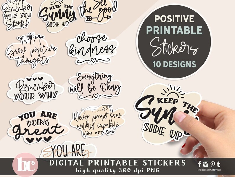Positive Inspirational Motivational Stickers For Tumbler and Laptop Positivity Stickers Encouraging Stickers Digital Stickers Pack PNG image 3