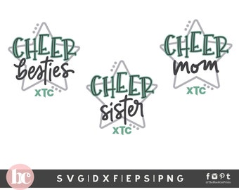 Custom Order - Cheer Besties, Cheer Sister, Cheer Mom - Silver Star Plus Logo