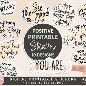 Positive Inspirational Motivational Stickers For Tumbler and Laptop Positivity Stickers Encouraging Stickers Digital Stickers Pack PNG image 2