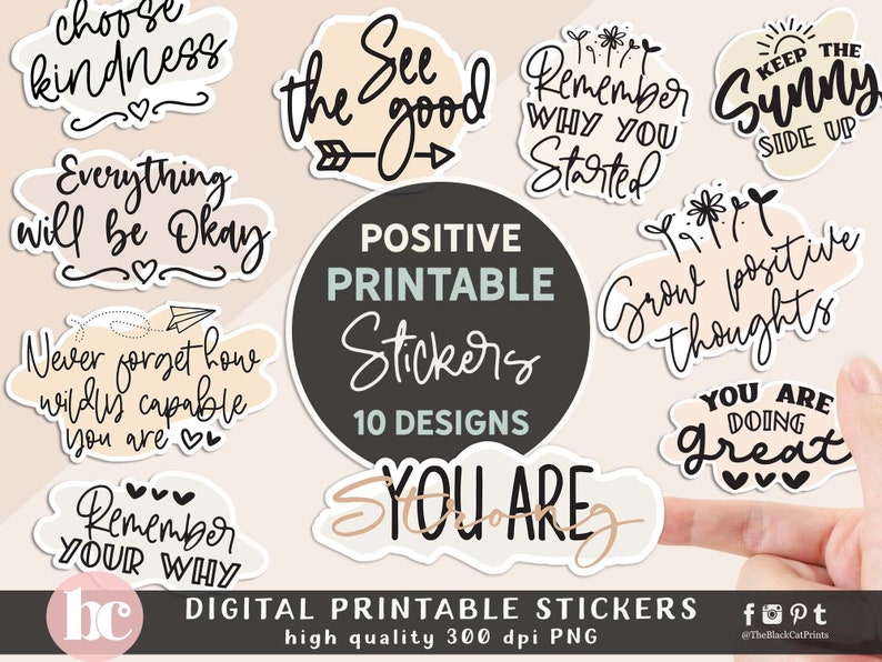 Positive Inspirational Motivational Stickers For Tumbler and Laptop Positivity Stickers Encouraging Stickers Digital Stickers Pack PNG image 2