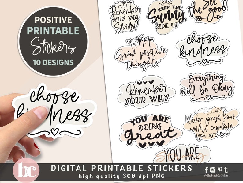 Positive Inspirational Motivational Stickers For Tumbler and Laptop Positivity Stickers Encouraging Stickers Digital Stickers Pack PNG image 4