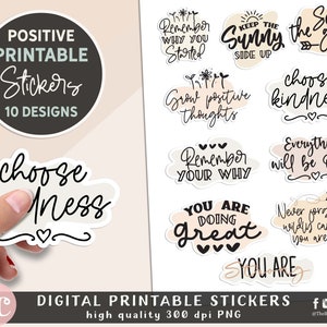 Positive Inspirational Motivational Stickers For Tumbler and Laptop Positivity Stickers Encouraging Stickers Digital Stickers Pack PNG image 5