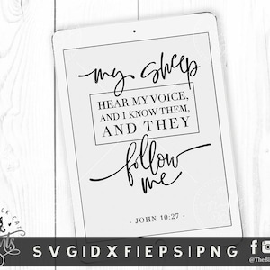Meine Schafe folgen mir svg dxf eps christliche Schnittdatei Bibelvers svg Design Schrift svg Datei Cricut Silhouette Schneidemaschinen, John 10:27