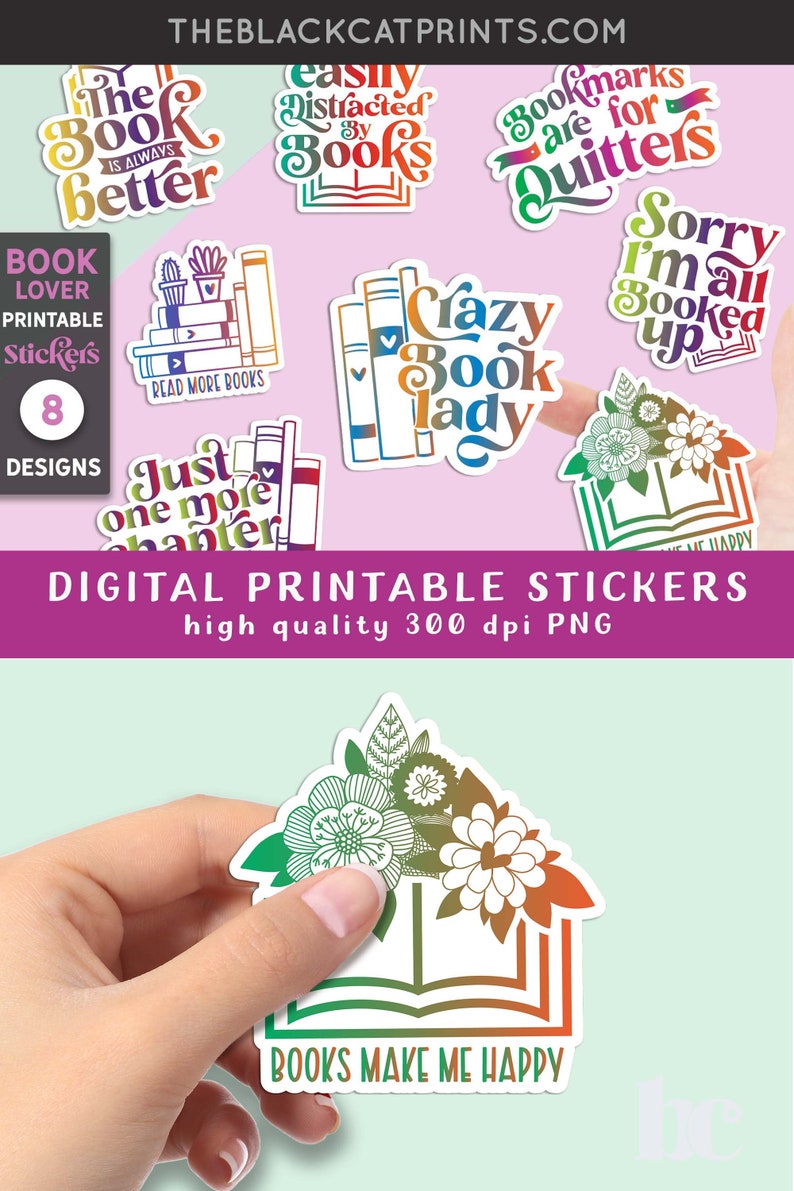 Book Lover Stickers PNG Funny Book Stickers Print and Cut - Etsy