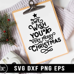 We Wish You A Very Merry Christmas SVG PNG | Christmas Tree svg | Merry Christmas Sign svg | Christmas Wishes svg | Merry And Bright svg