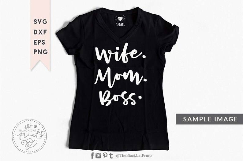 Download Wife Mom Boss SVG file for cut T-shirt design Mama svg cutting | Etsy