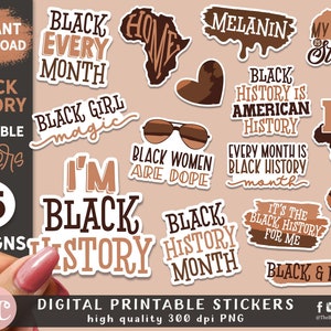 Adesivi del mese della storia nera PNG / Adesivi della storia nera / Adesivi afroamericani / Adesivi per laptop / Adesivi per bottiglie d'acqua / Decalcomanie per auto