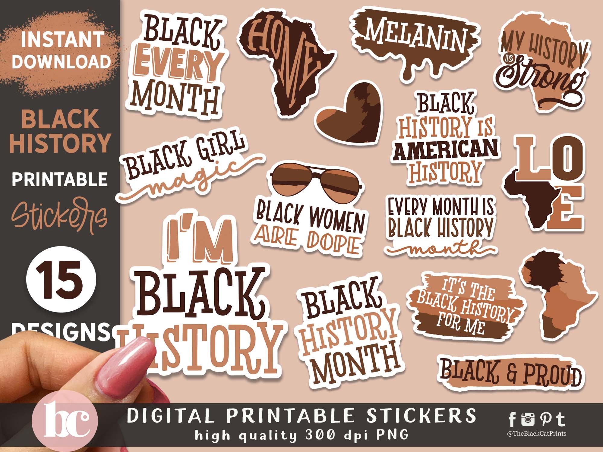 Black History Month Stickers Printable Stickers for Cricut
