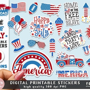 Autocollants du 4 juillet | Autocollants du Jour de l’Indépendance des États-Unis pour tumbler et ordinateur portable | Autocollants patriotiques | | d’autocollants d’Amérique Autocollants du Memorial Day