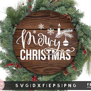Merry Christmas svg | Christms round sign svg | Christmas sign | Door sign | Christmas home sign | Christmas cut file | Christmas svg png