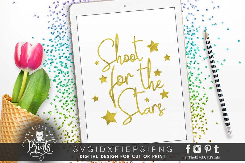 Shoot for the Stars Svg Cut File Saying Svg File for Cutting Etsy