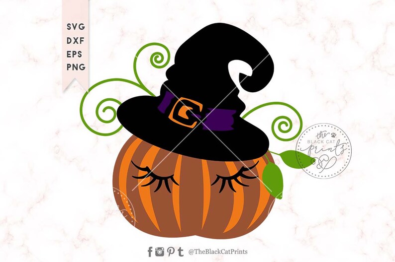 Download Funny pumpkin wearing witch hat svg for Cricut and ...