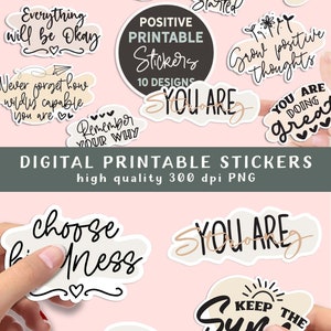 Positive Inspirational Motivational Stickers For Tumbler and Laptop Positivity Stickers Encouraging Stickers Digital Stickers Pack PNG image 6