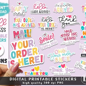 Small Business Packaging Stickers Pack | Bestelling Aankomst Sticker vel | Bedankt Stickers | Happy Mail Sticker | Stickers voor kleine bedrijven PNG