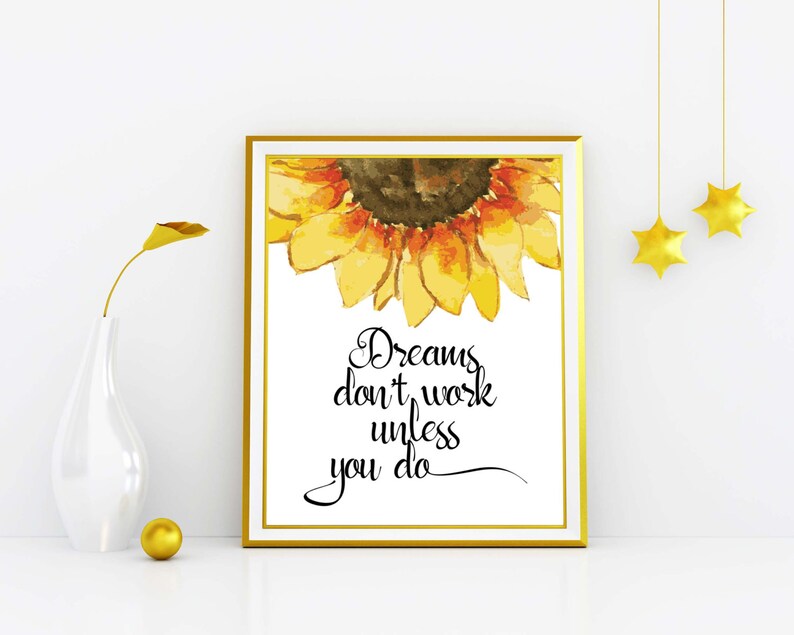 Printable Art Inspirational Quote Watercolor Sunflower Decor Etsy